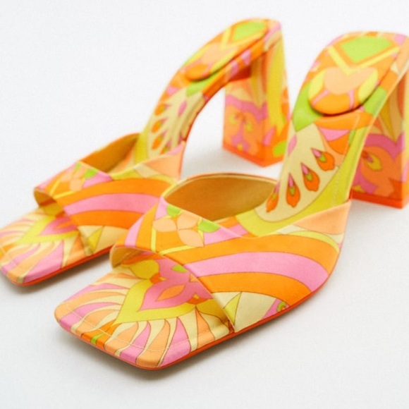 ZARA Printed Heeled Sandals BNWT - Picture 1 of 6